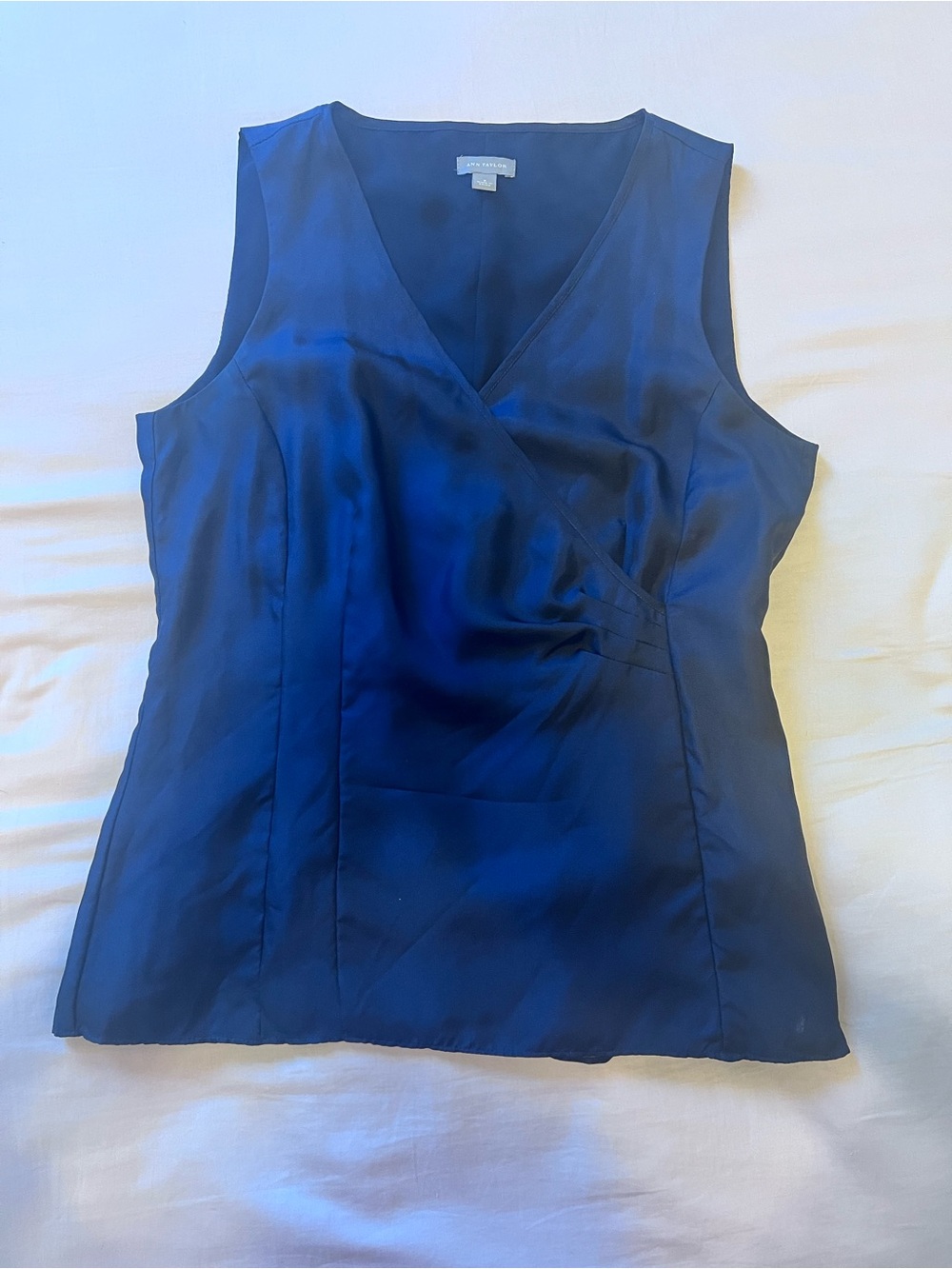 Sleeveless V-Neck Dark Navy Satin Slip Top